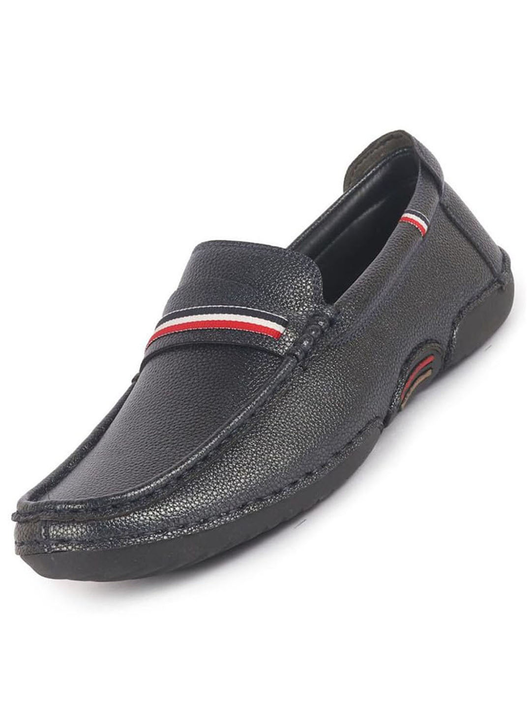 Men Navy Blue Stitched Stripe Design Classic Slip-Ons Loafer with Flexible Slip Resistant Sole|Slip On Shoes|Casual Shoes