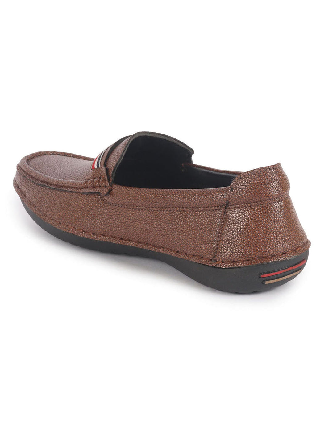 Men Tan Stitched Stripe Design Classic Slip-Ons Loafer with Flexible Slip Resistant Sole|Slip On Shoes|Casual Shoes
