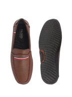Men Tan Stitched Stripe Design Classic Slip-Ons Loafer with Flexible Slip Resistant Sole|Slip On Shoes|Casual Shoes