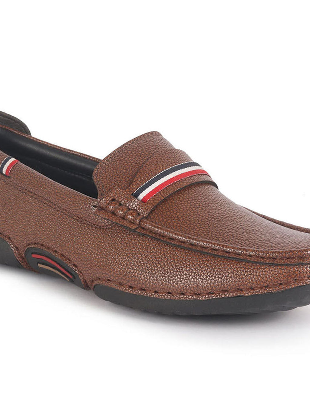 Men Tan Stitched Stripe Design Classic Slip-Ons Loafer with Flexible Slip Resistant Sole|Slip On Shoes|Casual Shoes