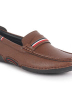 Men Tan Stitched Stripe Design Classic Slip-Ons Loafer with Flexible Slip Resistant Sole|Slip On Shoes|Casual Shoes
