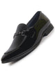 Men Black Patent Leather Horsebit Buckle Ethnic Slip On Shoes|Party Shoe|Formal Office Shoe|Wedding Shoe