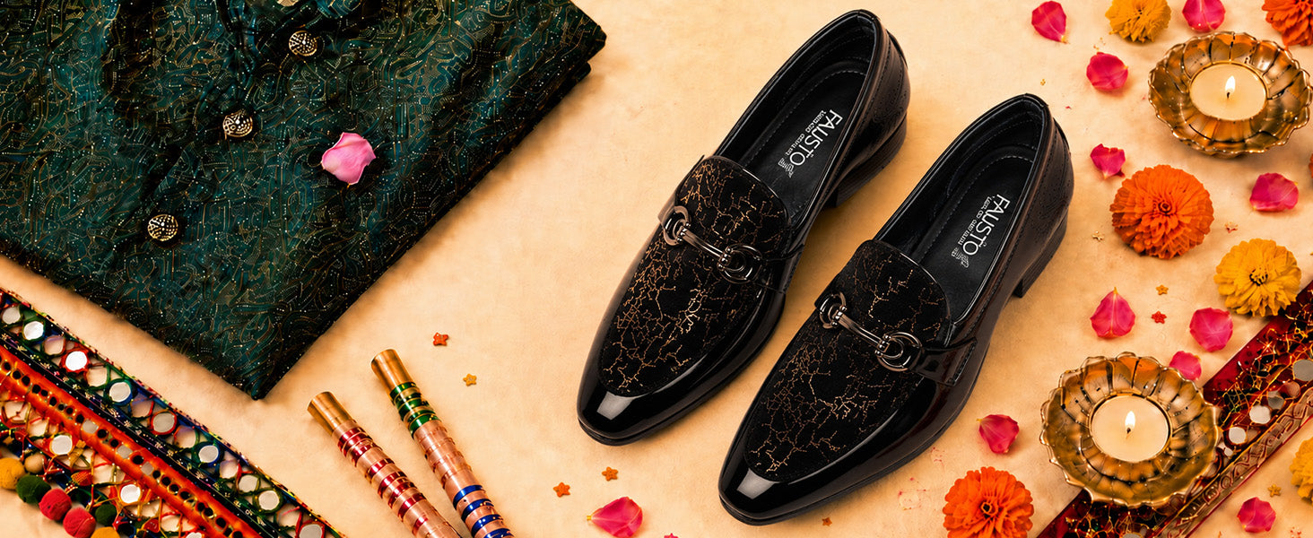 Men Black Velvet Patent Leather Horsebit Buckle Ethnic Slip On Shoes|Party Shoe|Office Shoe|Anti Skid Sole
