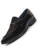 Men Black Velvet Patent Leather Horsebit Buckle Ethnic Slip On Shoes|Party Shoe|Office Shoe|Anti Skid Sole