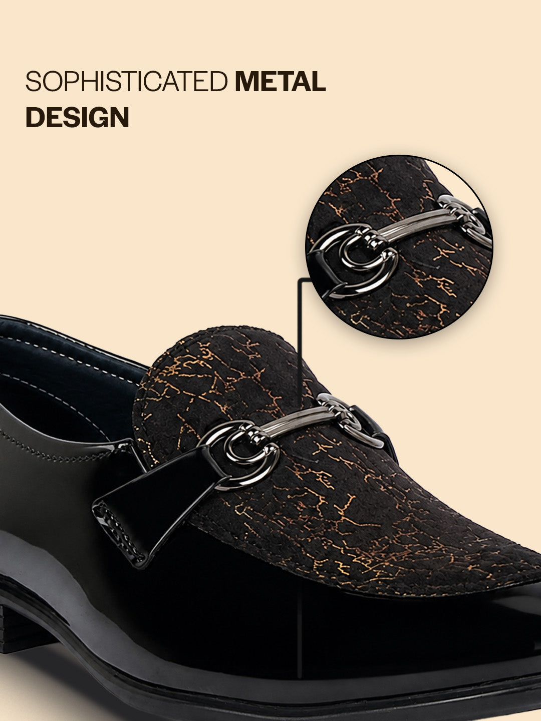 Men Black Velvet Patent Leather Horsebit Buckle Ethnic Slip On Shoes|Party Shoe|Office Shoe|Anti Skid Sole