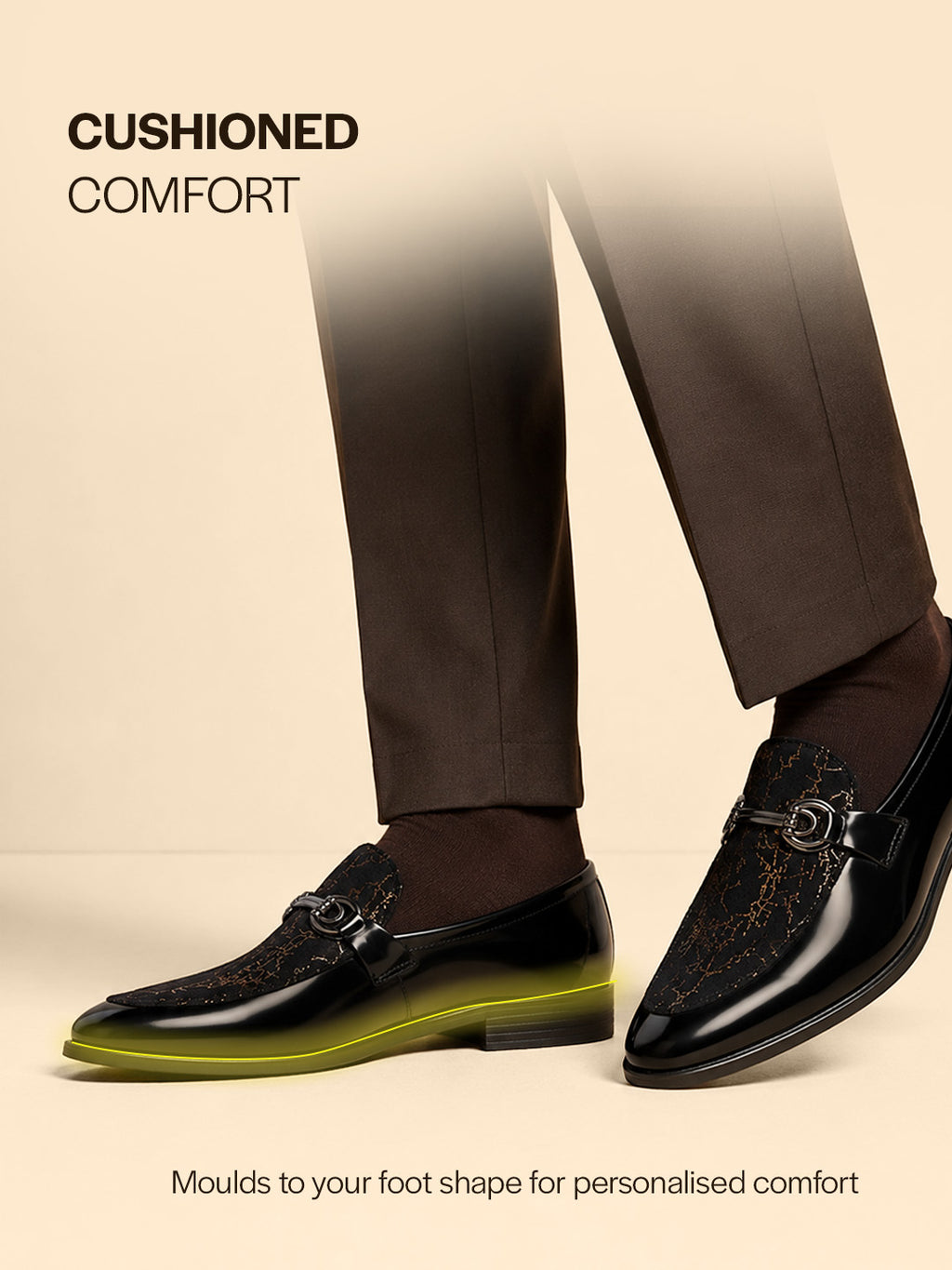 Men Black Velvet Patent Leather Horsebit Buckle Ethnic Slip On Shoes|Party Shoe|Office Shoe|Anti Skid Sole