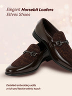 men brown velvet patent leather horsebit buckle ethnic slip on shoes|party shoe|office shoe|anti skid sole