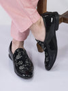 men black velvet patent leather floral print classic party slip on shoes|wedding shoes|lightweight shoes