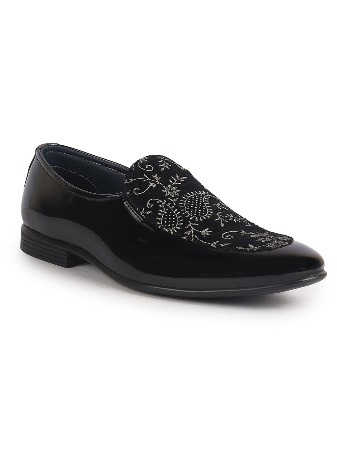 men black velvet patent leather floral print classic party slip on shoes|wedding shoes|lightweight shoes