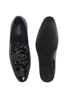 men black velvet patent leather floral print classic party slip on shoes|wedding shoes|lightweight shoes