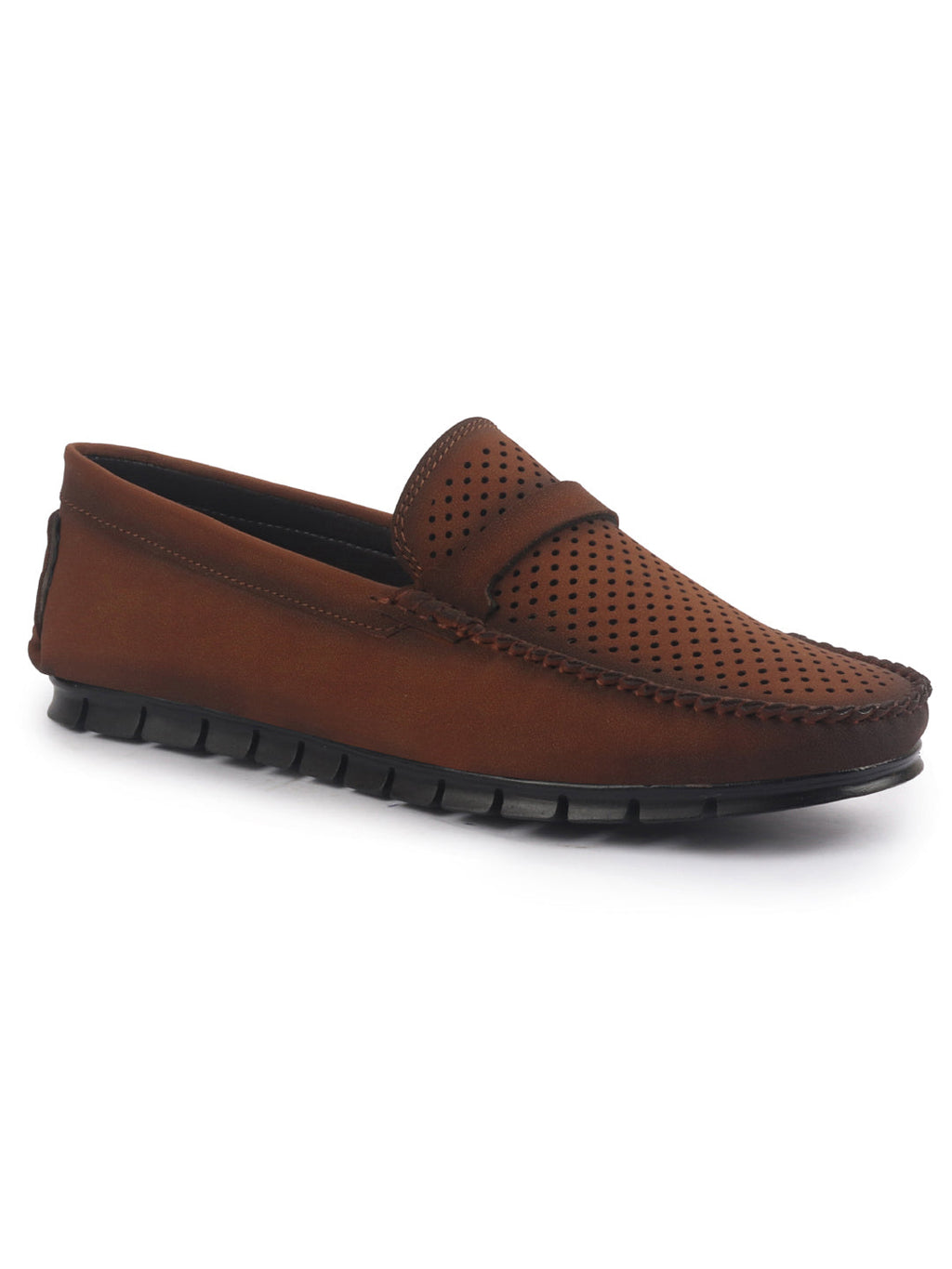 men laser cut suede slip-on shoe driving loafers breathable shoe with memory cushioned insole all day long comfortable
