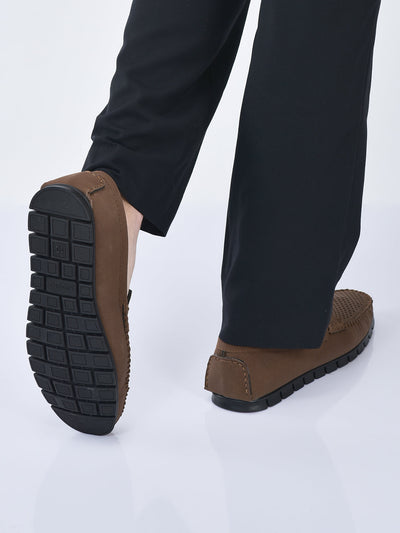 men laser cut suede slip-on shoe driving loafers breathable shoe with memory cushioned insole all day long comfortable