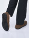 men laser cut suede slip-on shoe driving loafers breathable shoe with memory cushioned insole all day long comfortable