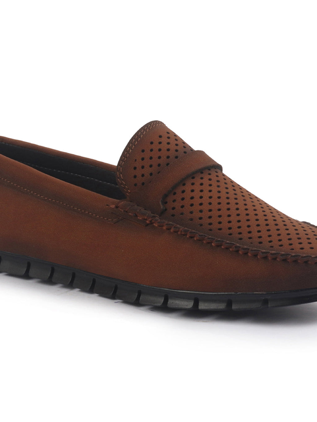 men laser cut suede slip-on shoe driving loafers breathable shoe with memory cushioned insole all day long comfortable