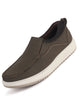Men Olive Broad Feet Smart Slip-On Moc Toe Casual Loafer|All Day Comfort Padded Ankle Collar|Flexible Featherlite EVA Anti-Skid Sole|Office, Travel, Outdoor