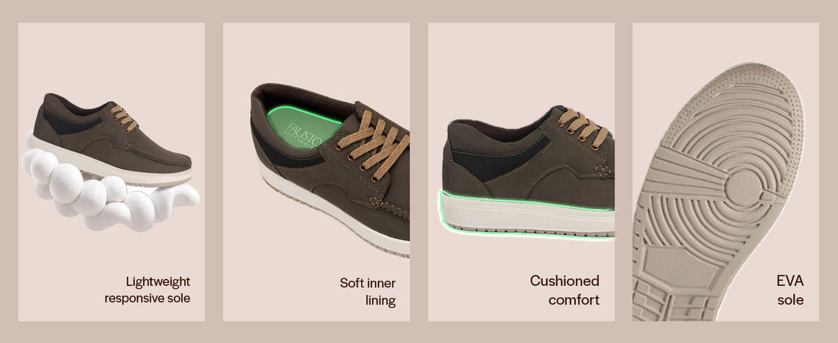 Men Olive Broad Feet Moc Toe Lace Up Sneakers with Cushioned Insole|Ultra-Lightweight Walking Shoes|Flexible Anti-Skid EVA Sole|Walking, Travel & Daily Wear