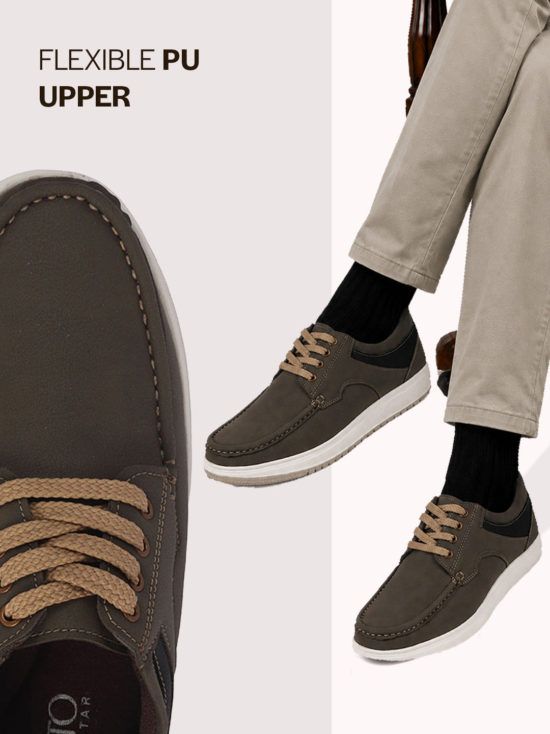 men leather casual shoes with laces
