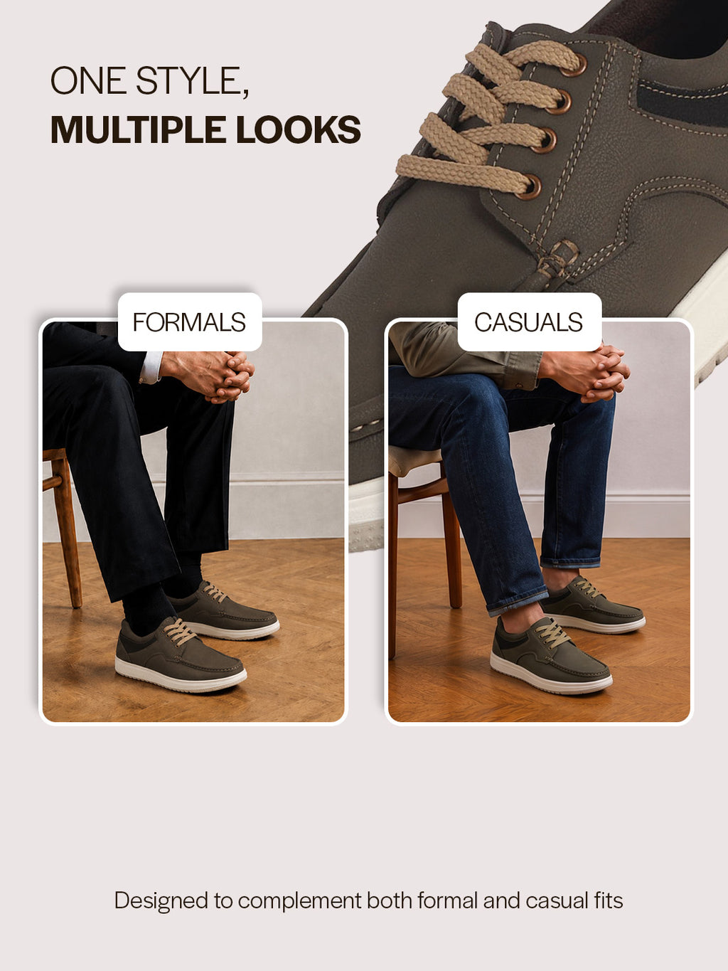 men leather casual shoes with laces