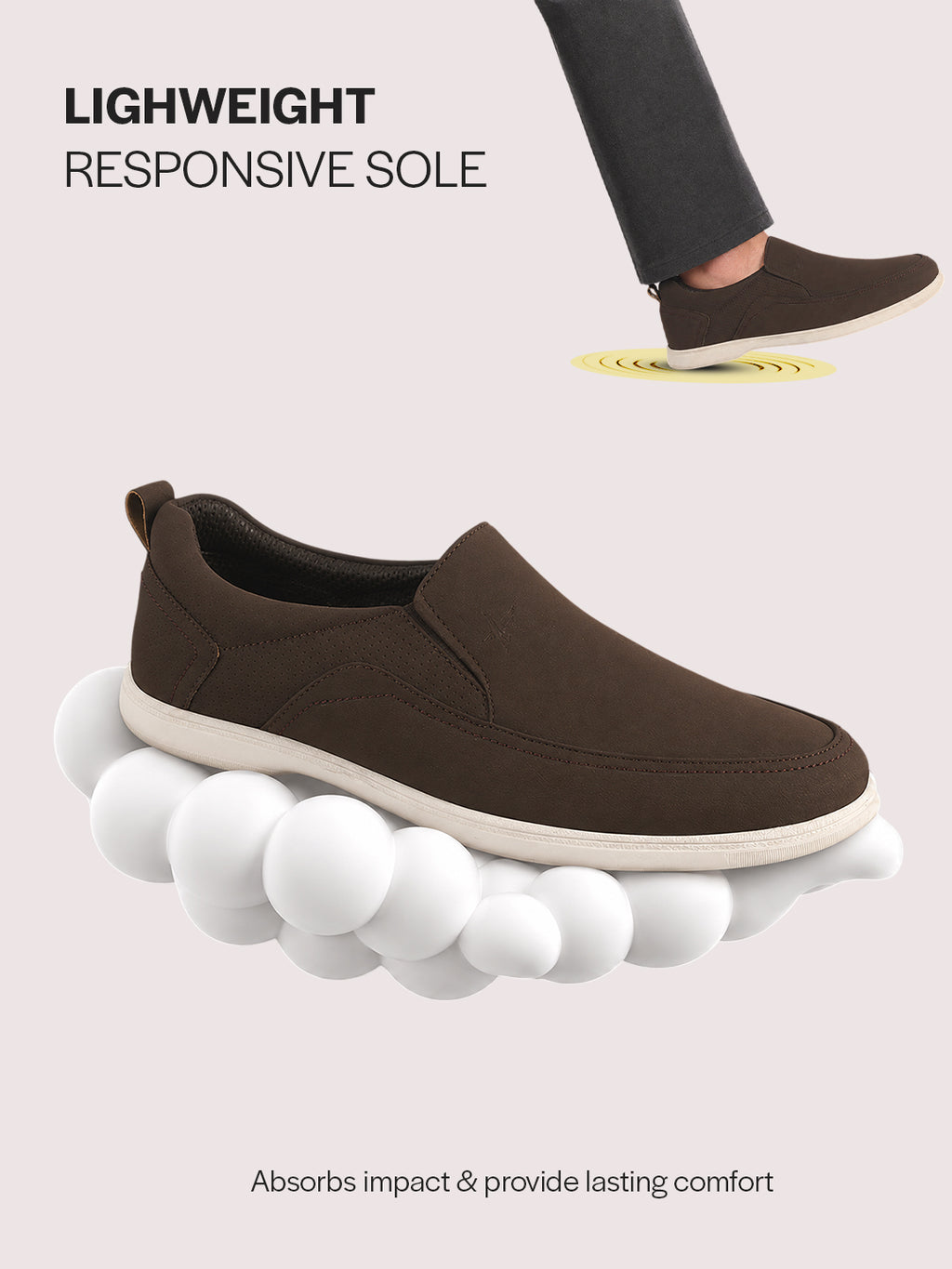 Men Brown Premium Breathable Slip-On Casual Walking Shoes|Soft Memory Cushioned Insole with All Day Comfort|Office, Casual and Outdoor Travel