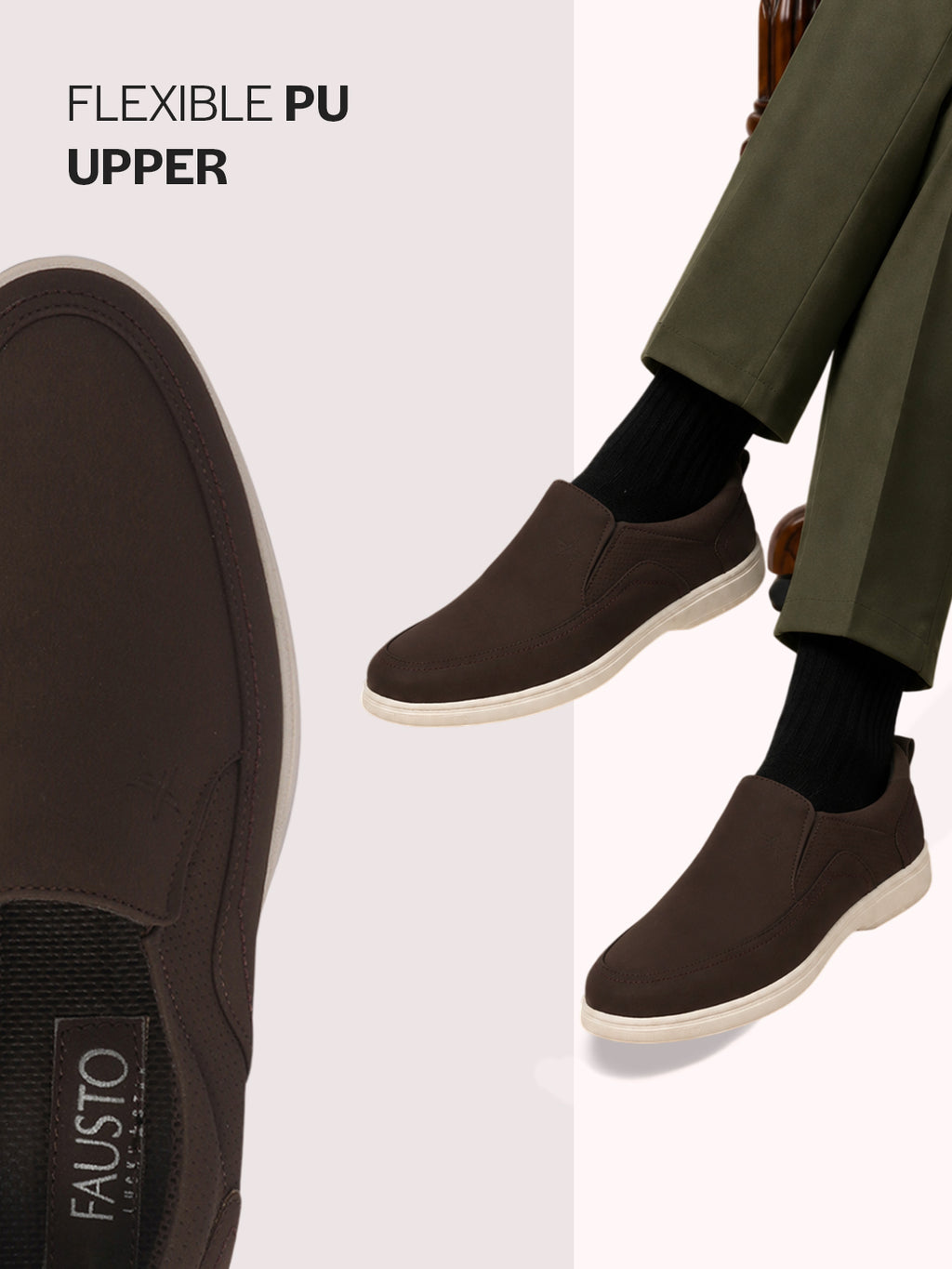 Men Brown Premium Breathable Slip-On Casual Walking Shoes|Soft Memory Cushioned Insole with All Day Comfort|Office, Casual and Outdoor Travel