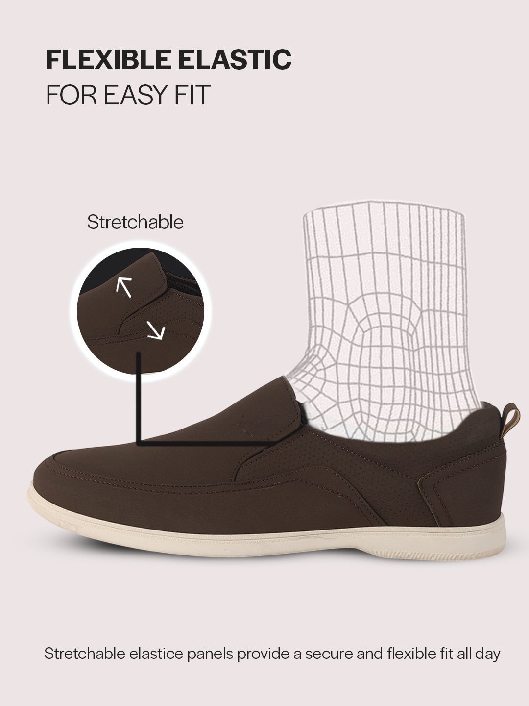 Men Brown Premium Breathable Slip-On Casual Walking Shoes|Soft Memory Cushioned Insole with All Day Comfort|Office, Casual and Outdoor Travel