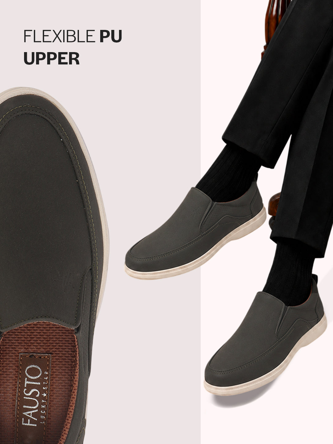 men olive green slip on shoes
