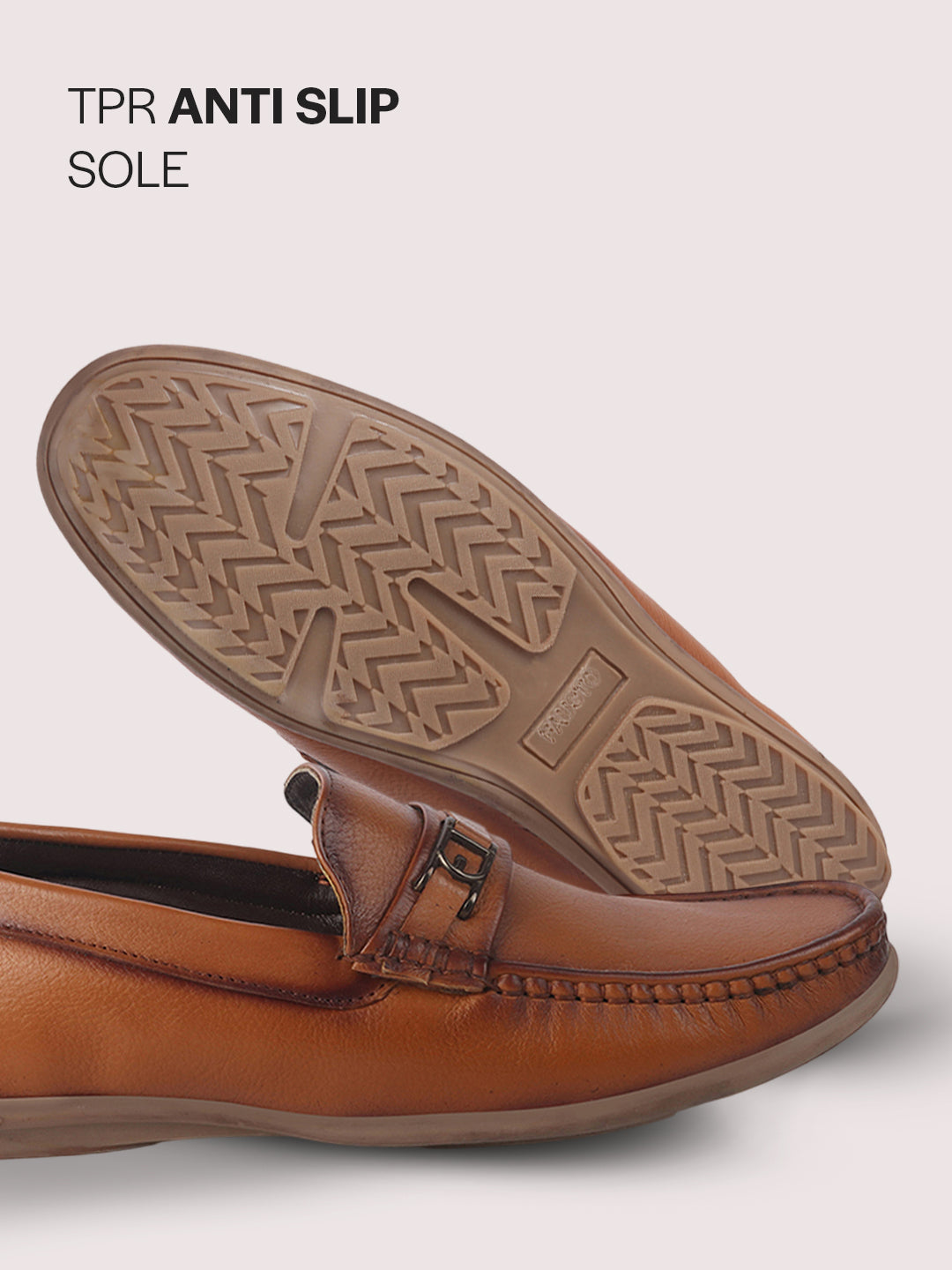 Men Tan Genuine Leather Moc Toe Metallic Buckle Strap Driving Loafers|Soft Leather Lining Shoes for Long Day Comfort|Perfect for Office Formal, Events, Travel