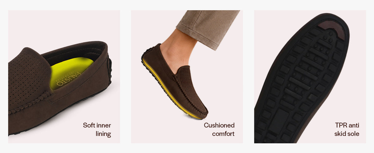 Men Grey Perforated Breathable Stitched Moc Toe Loafer and Moccasins|Cushioned Insole Driving Casual Shoe with Flexible Comfort Sole|Slip On Shoes for Evening Parties & Dinners