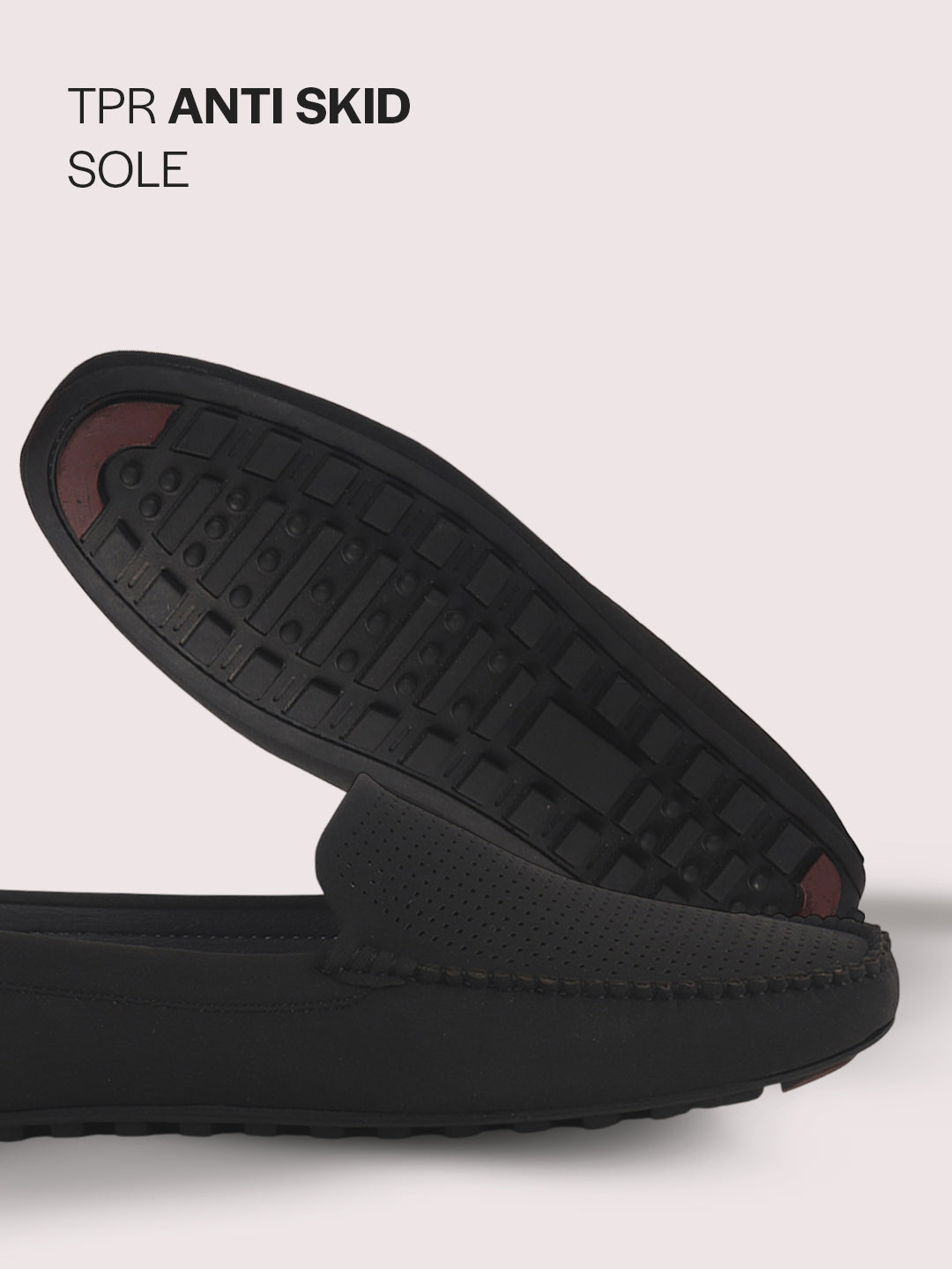 Men Black Perforated Breathable Stitched Moc Toe Loafer and Moccasins|Cushioned Insole Driving Casual Shoe with Flexible Comfort Sole|Slip On Shoes for Evening Parties & Dinners