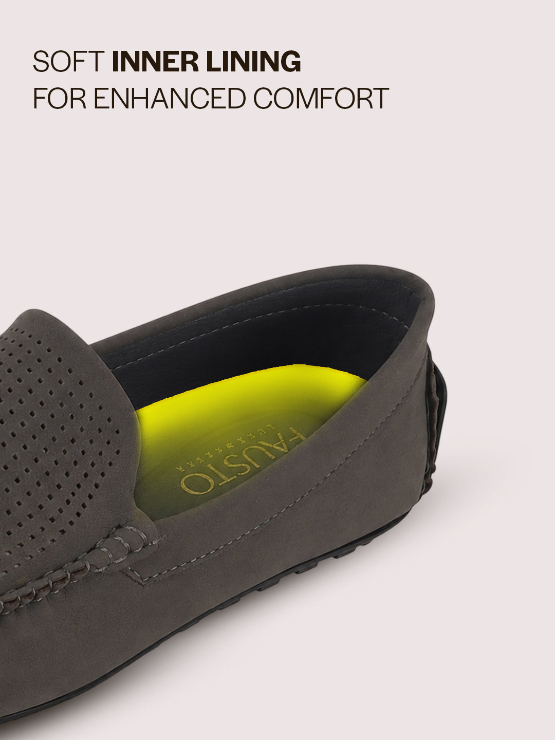 Men Grey Perforated Breathable Stitched Moc Toe Loafer and Moccasins|Cushioned Insole Driving Casual Shoe with Flexible Comfort Sole|Slip On Shoes for Evening Parties & Dinners
