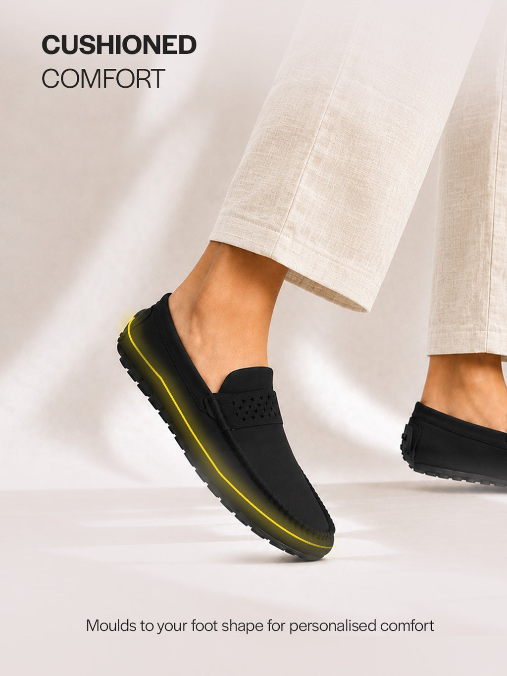 Men Black Casual Classic Moc Toe Loafer and Moccasin|Memory Cushioned Insole Driving Shoe with Anti Skid Sole|Party Slip On Shoes, Casual Evening Events