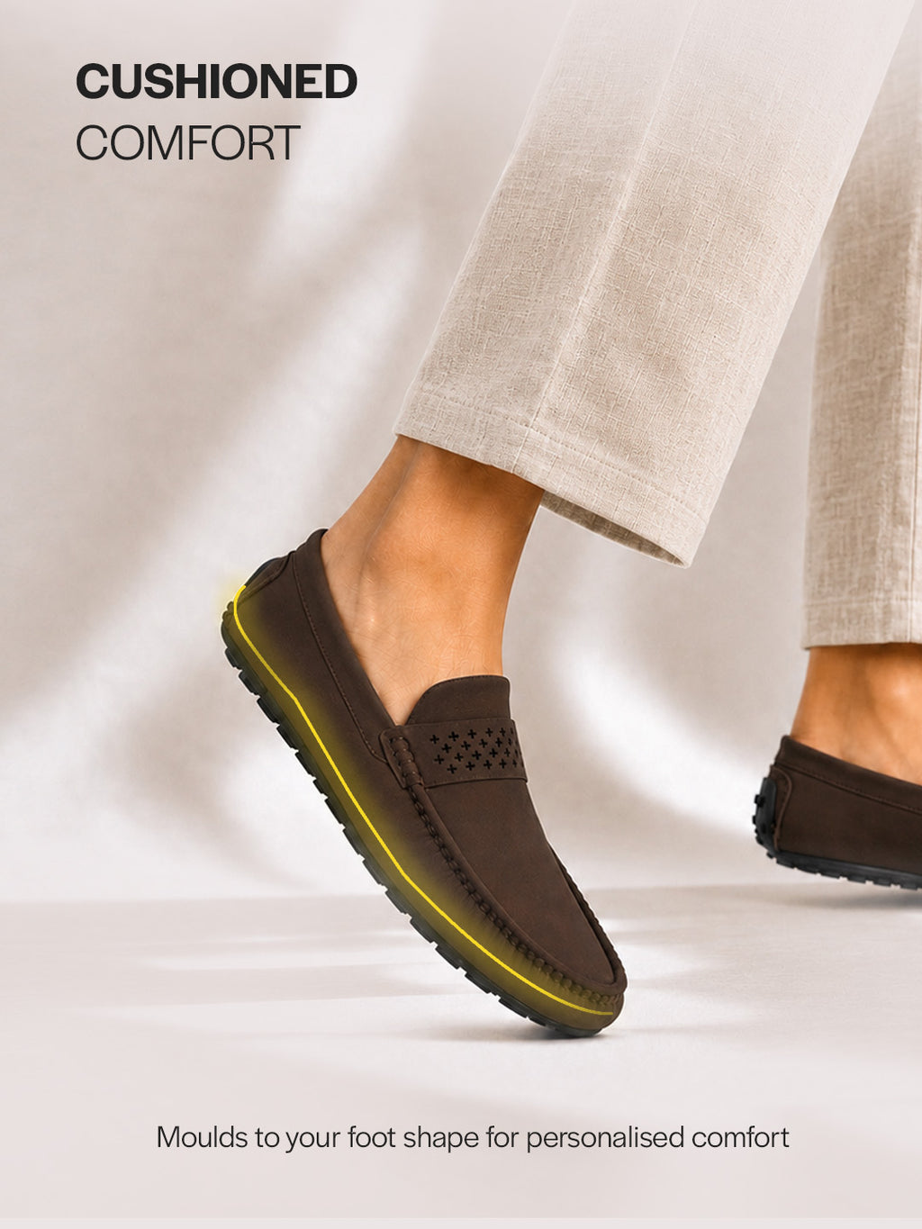 Men Brown Casual Classic Moc Toe Loafer and Moccasin|Memory Cushioned Insole Driving Shoe with Anti Skid Sole|Party Slip On Shoes, Casual Evening Events