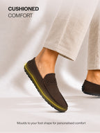 Men Brown Casual Classic Moc Toe Loafer and Moccasin|Memory Cushioned Insole Driving Shoe with Anti Skid Sole|Party Slip On Shoes, Casual Evening Events