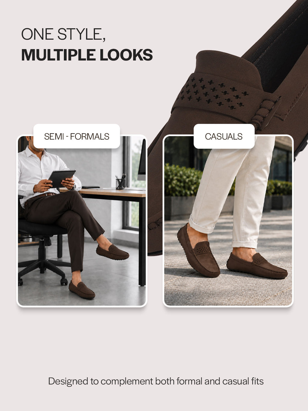 Men Brown Casual Classic Moc Toe Loafer and Moccasin|Memory Cushioned Insole Driving Shoe with Anti Skid Sole|Party Slip On Shoes, Casual Evening Events