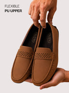 Men Tan Casual Classic Moc Toe Loafer and Moccasin|Memory Cushioned Insole Driving Shoe with Anti Skid Sole|Party Slip On Shoes, Casual Evening Events