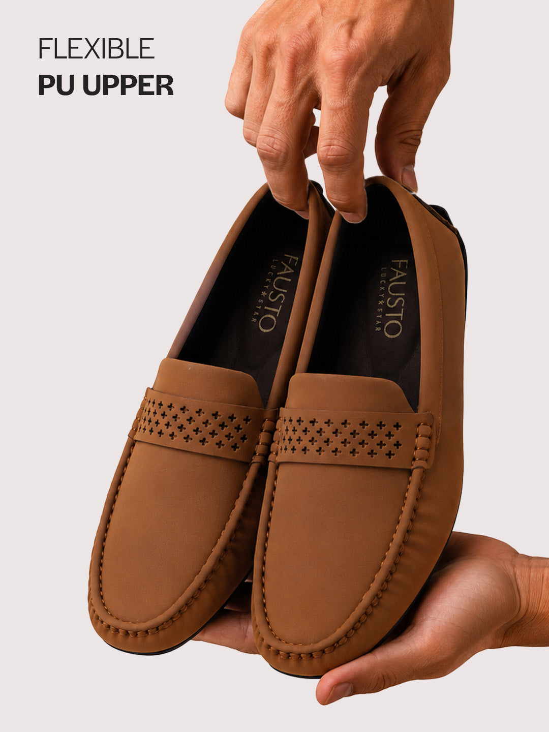 Men Tan Casual Classic Moc Toe Loafer and Moccasin|Memory Cushioned Insole Driving Shoe with Anti Skid Sole|Party Slip On Shoes, Casual Evening Events