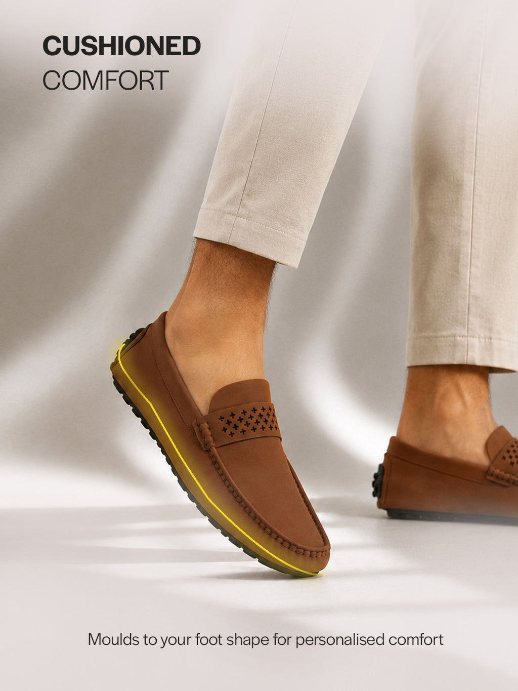 Men Tan Casual Classic Moc Toe Loafer and Moccasin|Memory Cushioned Insole Driving Shoe with Anti Skid Sole|Party Slip On Shoes, Casual Evening Events