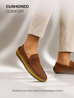Men Tan Casual Classic Moc Toe Loafer and Moccasin|Memory Cushioned Insole Driving Shoe with Anti Skid Sole|Party Slip On Shoes, Casual Evening Events