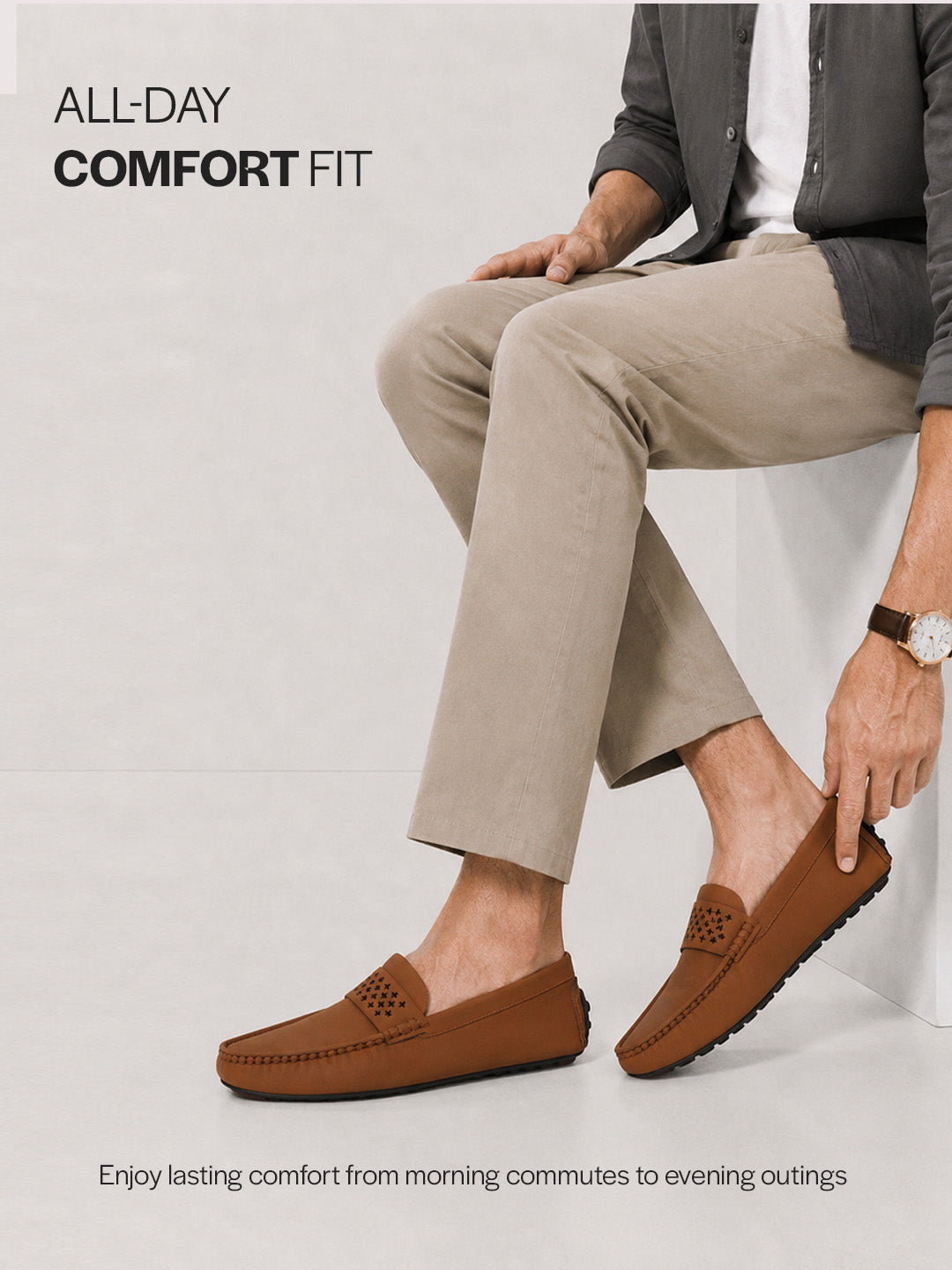 Men Tan Casual Classic Moc Toe Loafer and Moccasin|Memory Cushioned Insole Driving Shoe with Anti Skid Sole|Party Slip On Shoes, Casual Evening Events