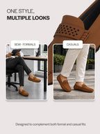 Men Tan Casual Classic Moc Toe Loafer and Moccasin|Memory Cushioned Insole Driving Shoe with Anti Skid Sole|Party Slip On Shoes, Casual Evening Events