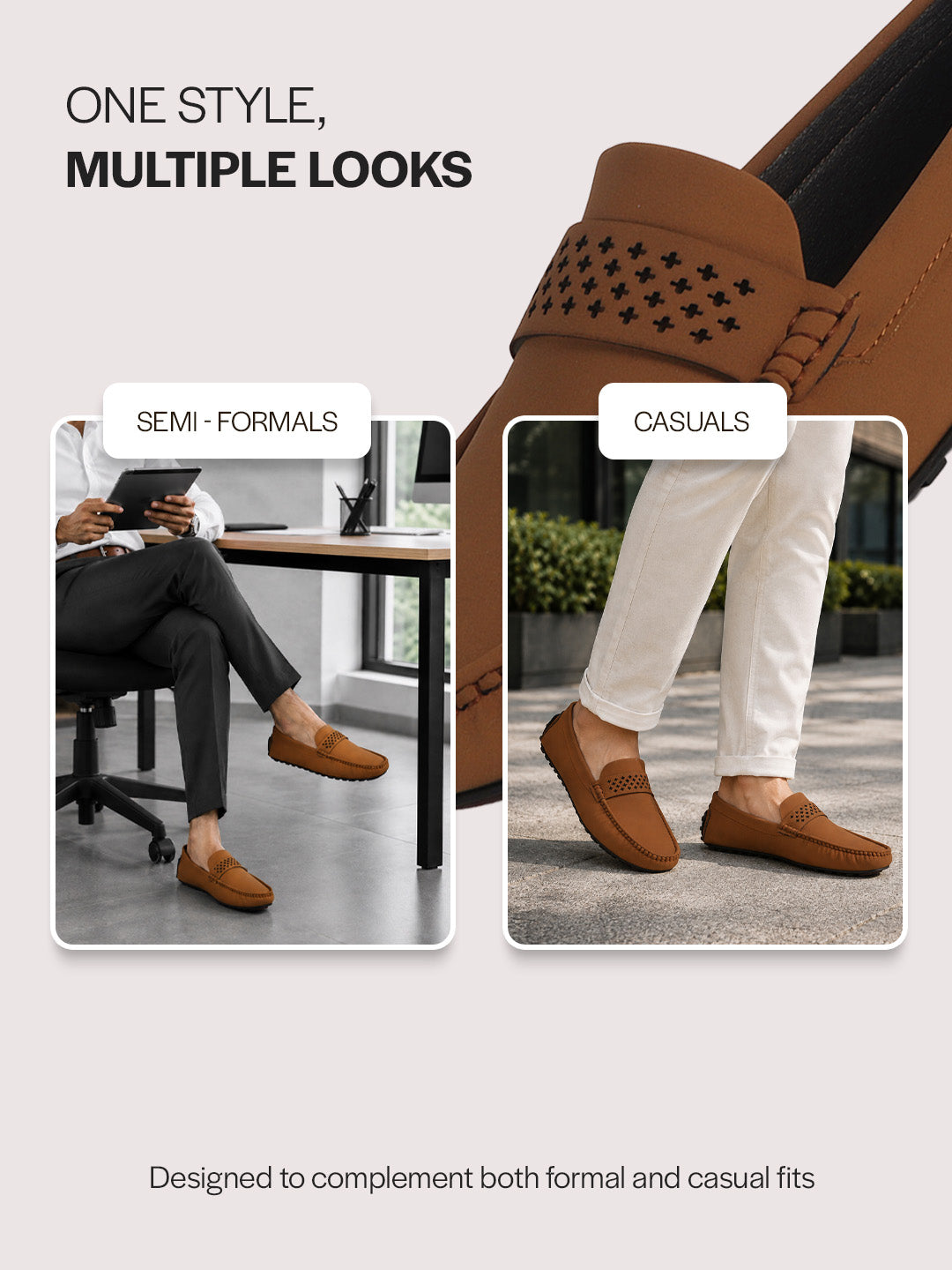 Men Tan Casual Classic Moc Toe Loafer and Moccasin|Memory Cushioned Insole Driving Shoe with Anti Skid Sole|Party Slip On Shoes, Casual Evening Events