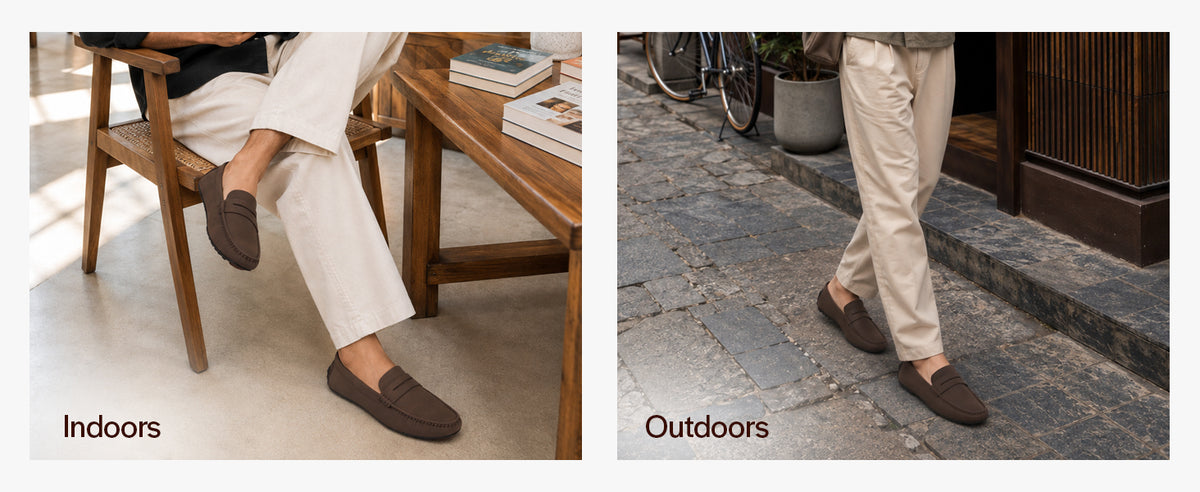 Men Black Classic Slip-On Semi Formal Moccasins|Lightweight Shock Abosorbing Insole Driving Loafers|Casual Styling Outfits, Everyday Comfort Moc Toe Shoe