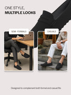 Men Black Classic Slip-On Semi Formal Moccasins|Lightweight Shock Abosorbing Insole Driving Loafers|Casual Styling Outfits, Everyday Comfort Moc Toe Shoe