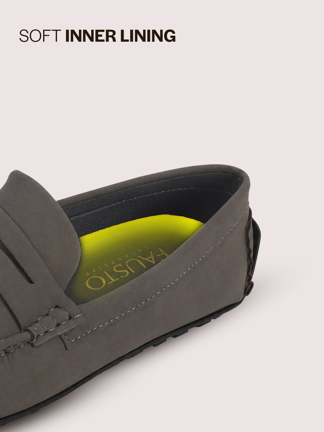 Men Grey Classic Slip-On Semi Formal Moccasins|Lightweight Shock Abosorbing Insole Driving Loafers|Casual Styling Outfits, Everyday Comfort Moc Toe Shoe