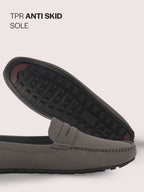 Men Grey Classic Slip-On Semi Formal Moccasins|Lightweight Shock Abosorbing Insole Driving Loafers|Casual Styling Outfits, Everyday Comfort Moc Toe Shoe