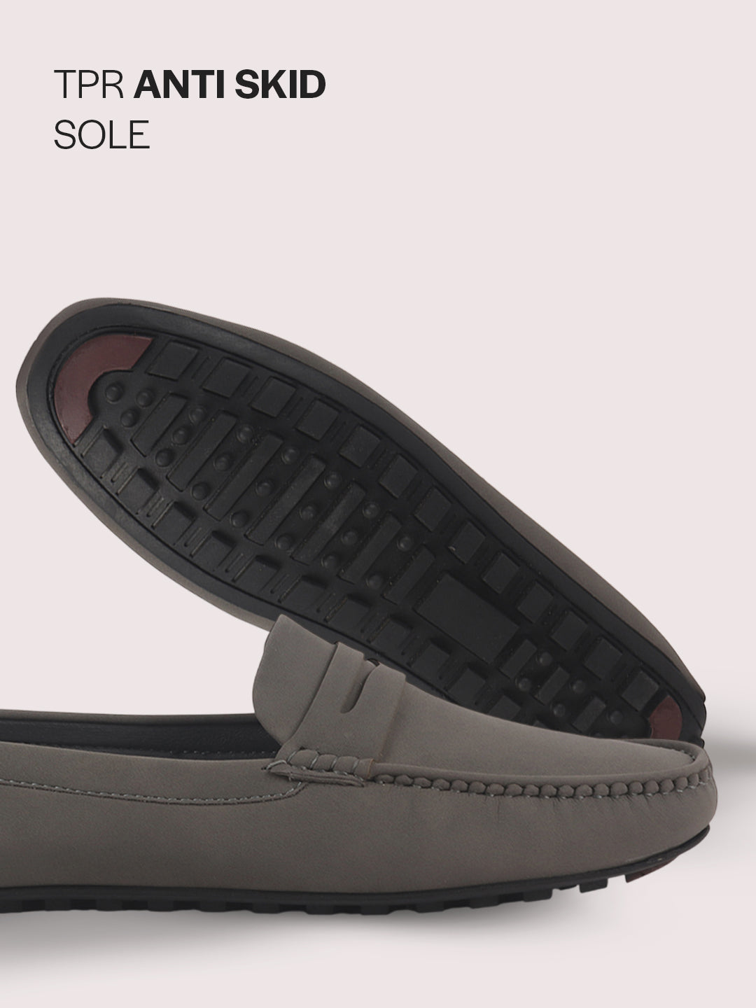 Men Grey Classic Slip-On Semi Formal Moccasins|Lightweight Shock Abosorbing Insole Driving Loafers|Casual Styling Outfits, Everyday Comfort Moc Toe Shoe
