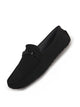 Men Black Elegant Moc Toe Casual Horsebit Buckle Driving Loafers|Cushioned Comfort Moccasin Shoe with Traction Sole Grip|Slip On Shoes for Semi-Formal Outfits