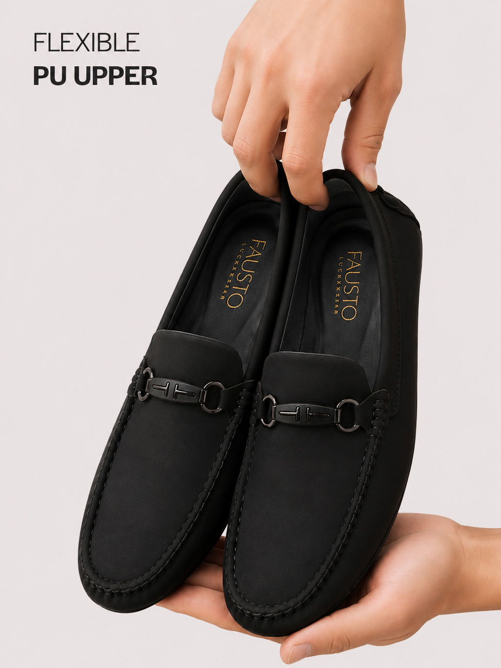 Men Black Elegant Moc Toe Casual Horsebit Buckle Driving Loafers|Cushioned Comfort Moccasin Shoe with Traction Sole Grip|Slip On Shoes for Semi-Formal Outfits