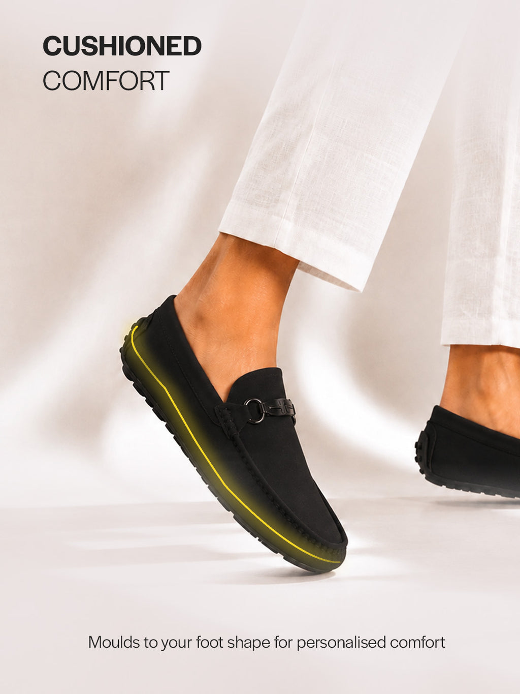 Men Black Elegant Moc Toe Casual Horsebit Buckle Driving Loafers|Cushioned Comfort Moccasin Shoe with Traction Sole Grip|Slip On Shoes for Semi-Formal Outfits