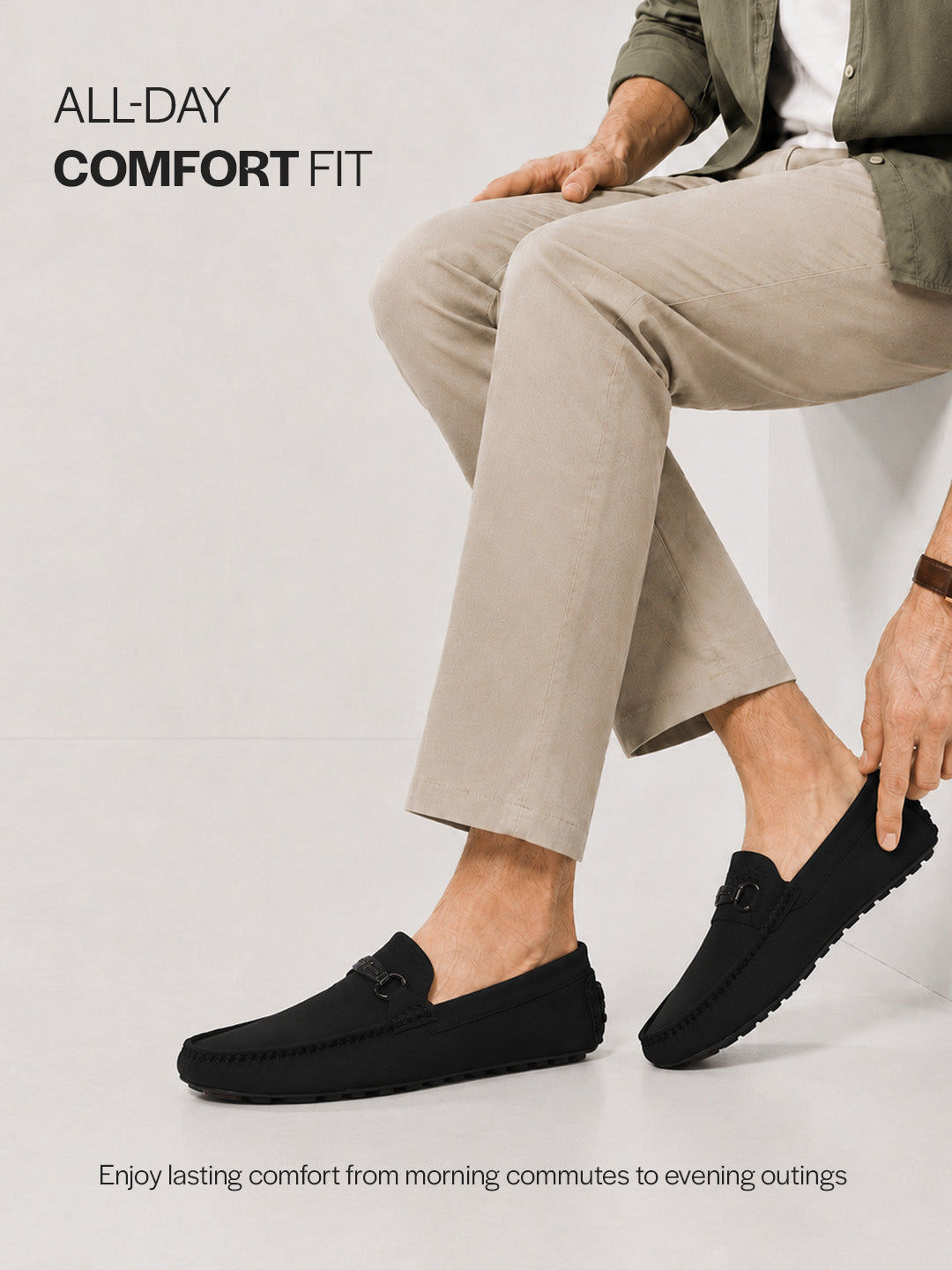 Men Black Elegant Moc Toe Casual Horsebit Buckle Driving Loafers|Cushioned Comfort Moccasin Shoe with Traction Sole Grip|Slip On Shoes for Semi-Formal Outfits